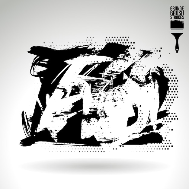 Zwarte penseelstreek en textuur Grunge vector abstracte handgeschilderde element