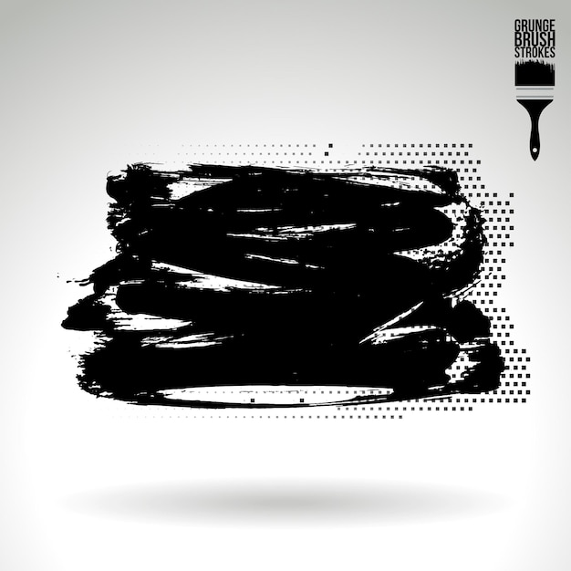 Zwarte penseelstreek en textuur Grunge vector abstracte handgeschilderde element