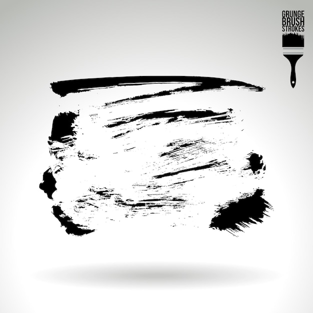 Zwarte penseelstreek en textuur Grunge vector abstracte handgeschilderde element