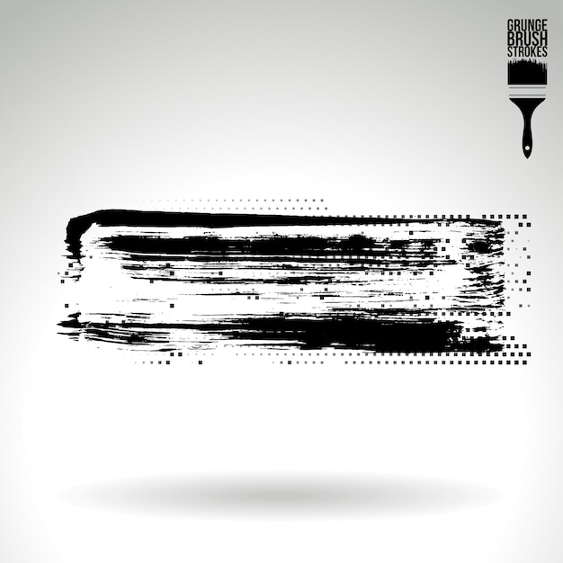 Zwarte penseelstreek en textuur Grunge vector abstracte handgeschilderde element