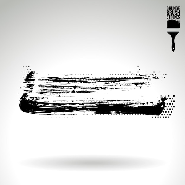 Zwarte penseelstreek en textuur Grunge vector abstracte handgeschilderde element