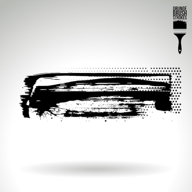 Zwarte penseelstreek en textuur Grunge vector abstracte handgeschilderde element