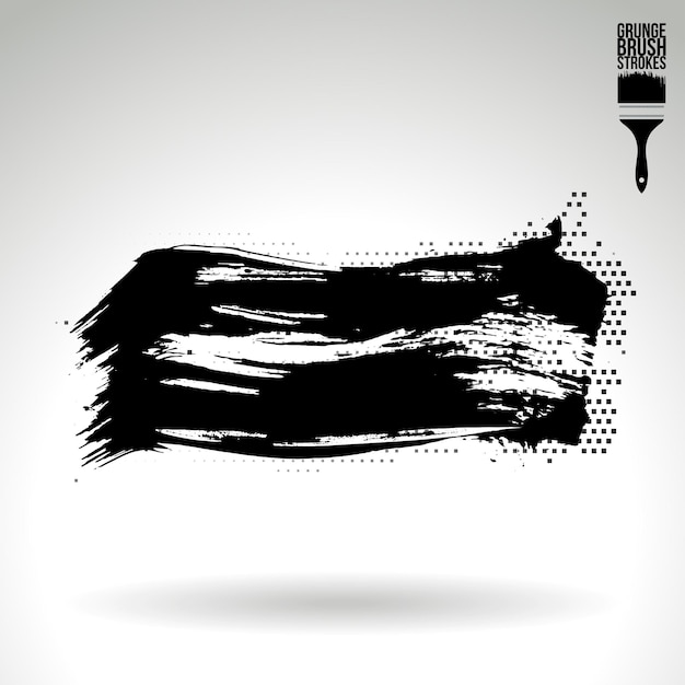 Zwarte penseelstreek en textuur Grunge vector abstracte handgeschilderde element