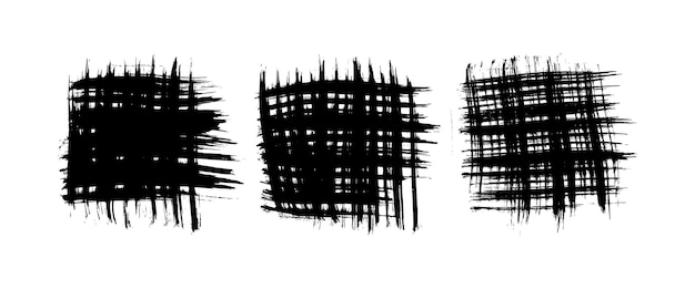 Zwarte penseelstreek in vierkante vorm op witte achtergrond