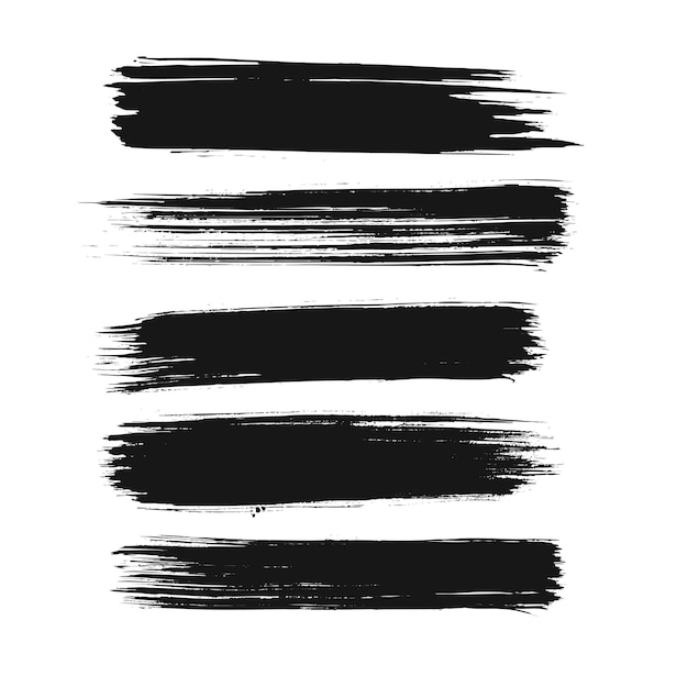 zwarte penseelstreken Vector penseelset Ronde grunge-ontwerpelementen Lange tekstvakken Dirty
