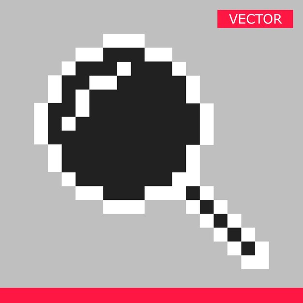 Zwarte pixel vergrootglas icoon teken cursor vector illustratie