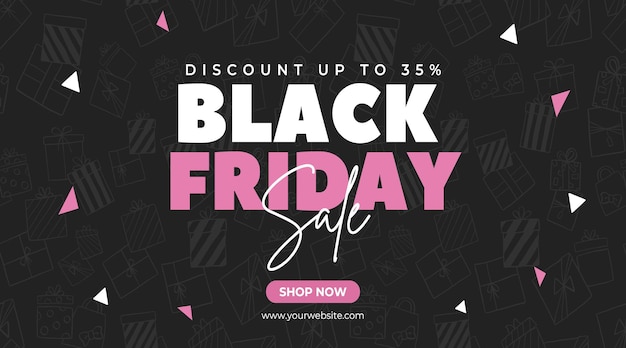 Zwarte poster voor Black Friday verkoop met een roze achtergrond