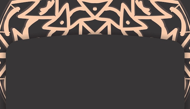 Zwarte presentabele poster met beige geometrisch ornament