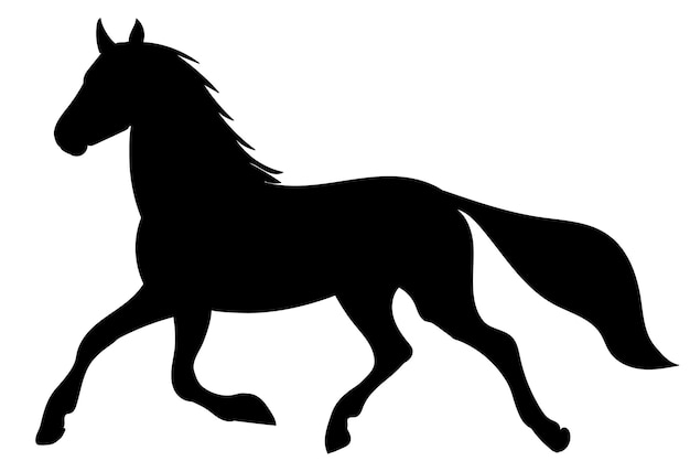 Zwarte silhouet paard lopende vector, geïsoleerd