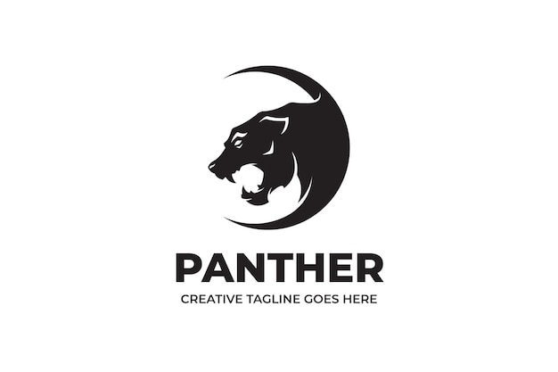 Zwarte silhouet Panther Logo sjabloon