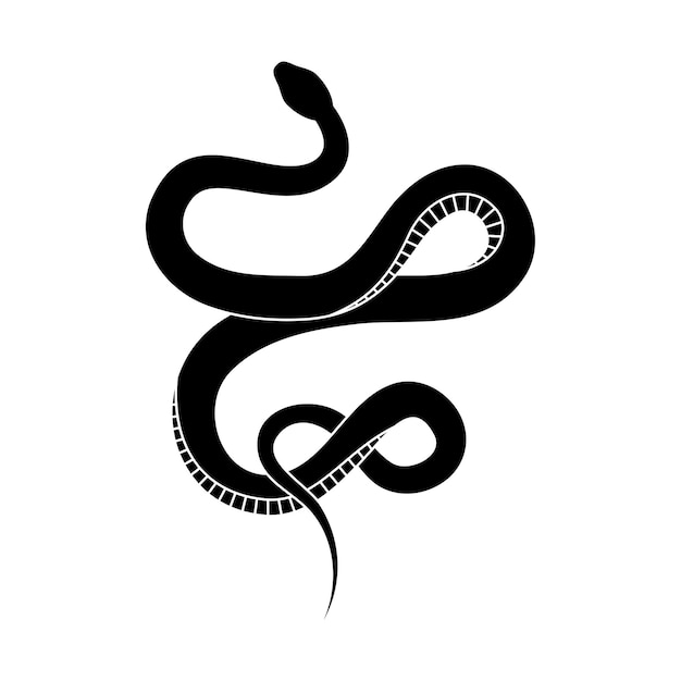Zwarte silhouet slang Geïsoleerde reptiel symbool wildlife pictogram slang op witte achtergrond Natuur vectorillustratie