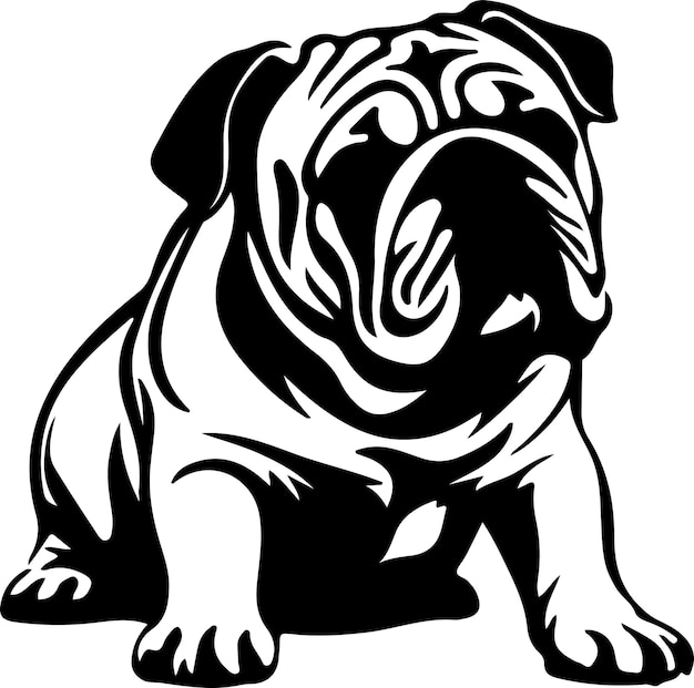 Vector zwarte silhouet van een bulldog met een doorzichtige achtergrond