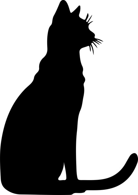 Vector zwarte silhouet van een javaanse kat met een doorzichtige achtergrond