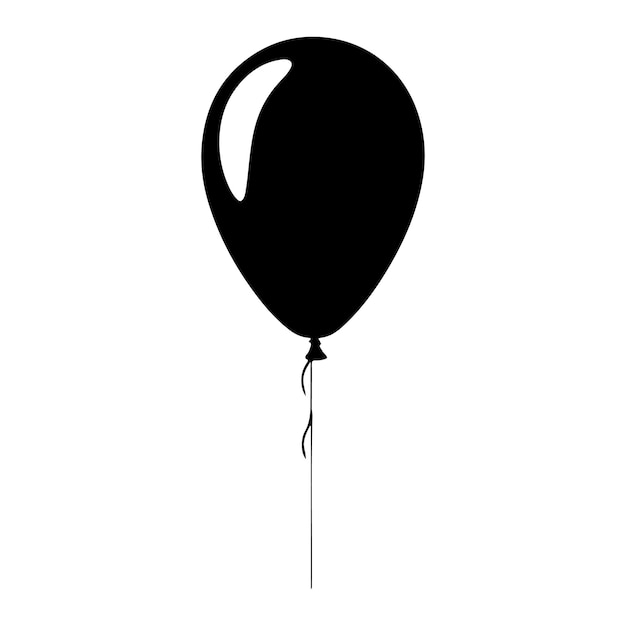 Zwarte silhouet van Happy Birthday Balloon schetskunst