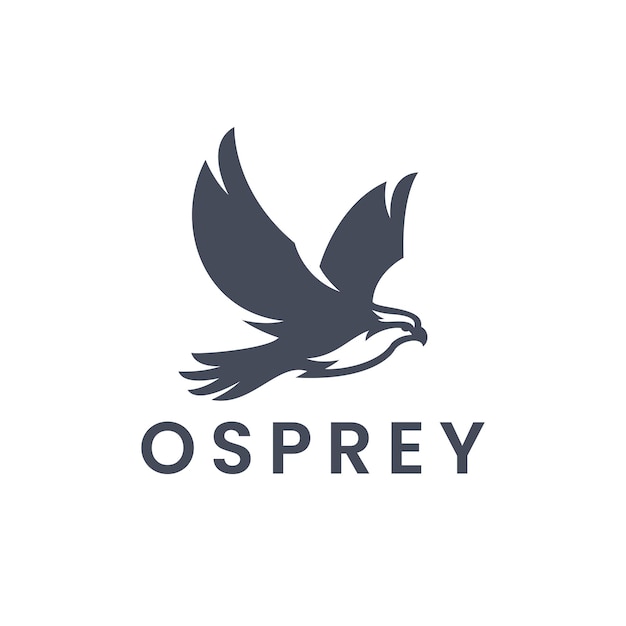 Vector zwarte silhouet vector logo vliegende osprey illustratie geïsoleerd op witte achtergrond