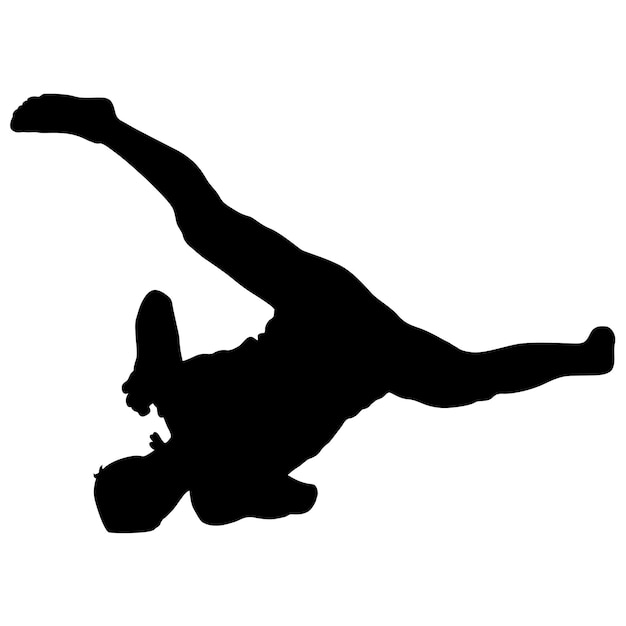 Zwarte silhouetten breakdancer op een witte achtergrond