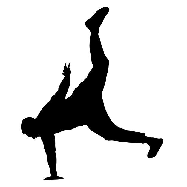 Zwarte silhouetten breakdancer op een witte achtergrond