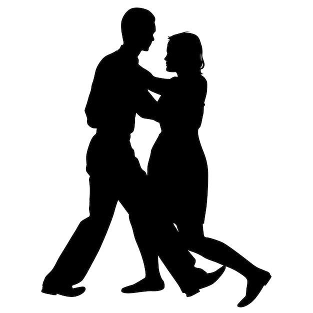 Zwarte silhouetten Dansen op witte achtergrond Vector illustratie
