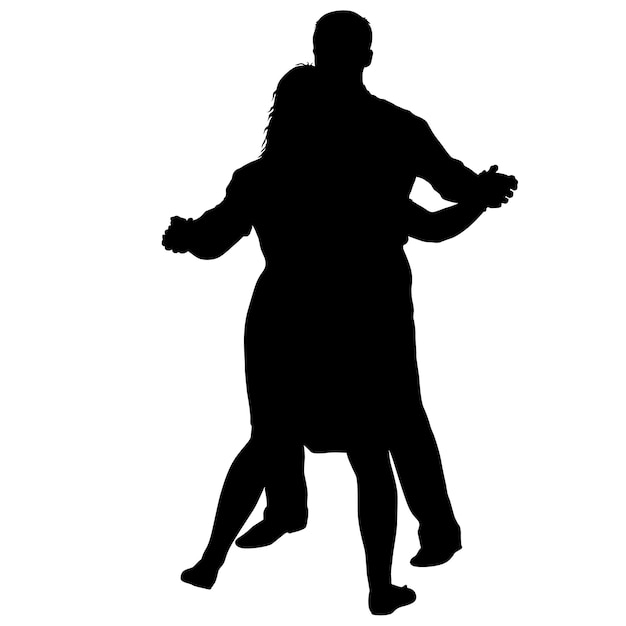 Zwarte silhouetten dansende man en vrouw op witte achtergrond