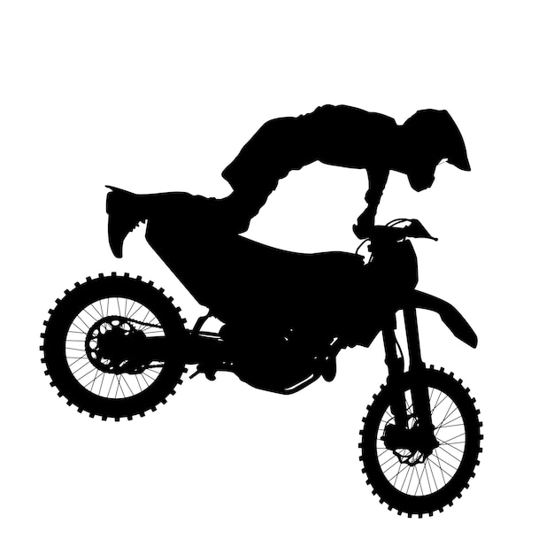 Vector zwarte silhouetten motorcrosser op een motorfiets vectorillustraties