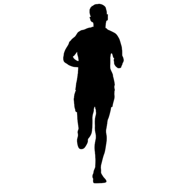 Zwarte silhouetten Runners sprint mannen op witte achtergrond