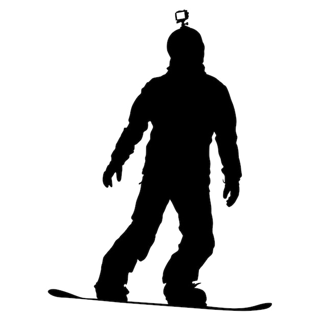 Zwarte silhouetten snowboarders op witte illustratie als achtergrond