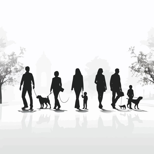 Vector zwarte_silhouetten_van_families_in_walking_vector