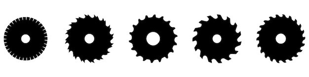 Zwarte silhouetten van verschillende cirkelzaagbladen vector
