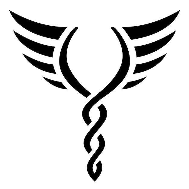 Zwarte simplistische fakkelvormige vleugels icoon