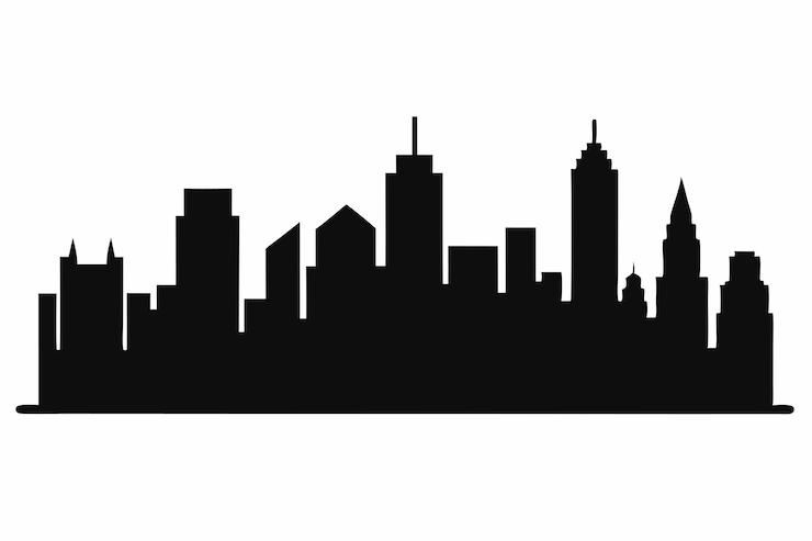 Vector zwarte skyline van de stad op witte achtergrond