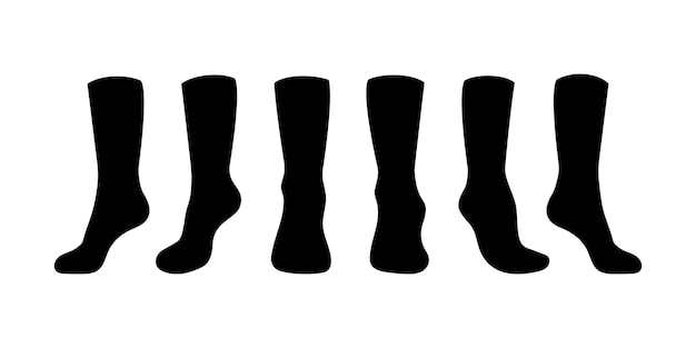 Zwarte sokken sjabloon mockup vlakke stijl vector illustratie ontwerpset