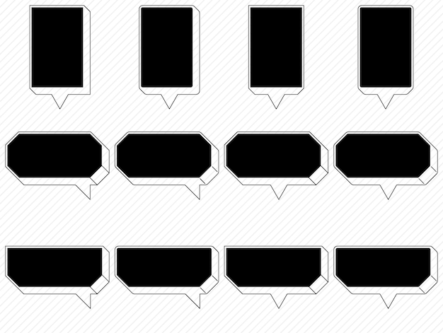 Zwarte spraakbox. Spraakbox set. Frame voor bericht. Vak voor bericht.