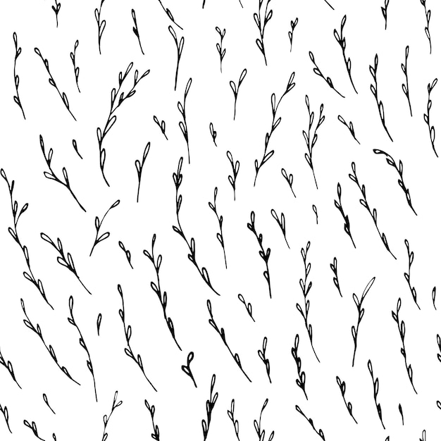 Zwarte takken op een witte achtergrond naadloze vector patroon