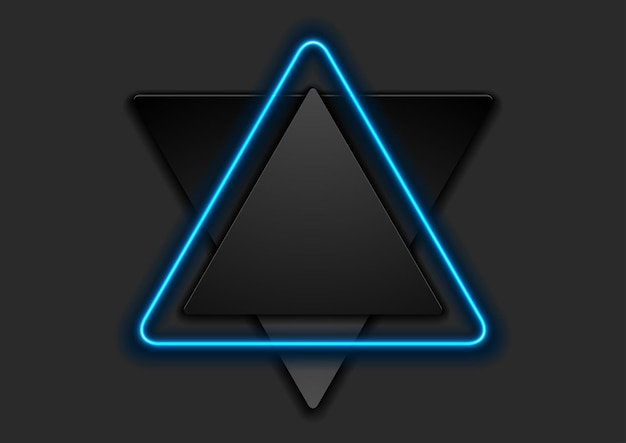 Zwarte tech driehoeken met neonlicht abstracte achtergrond