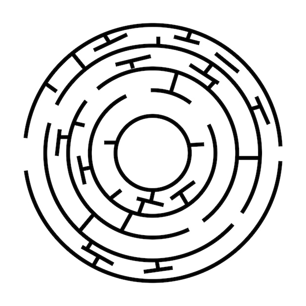 Zwarte vector cirkel doolhof, geïsoleerd op wit