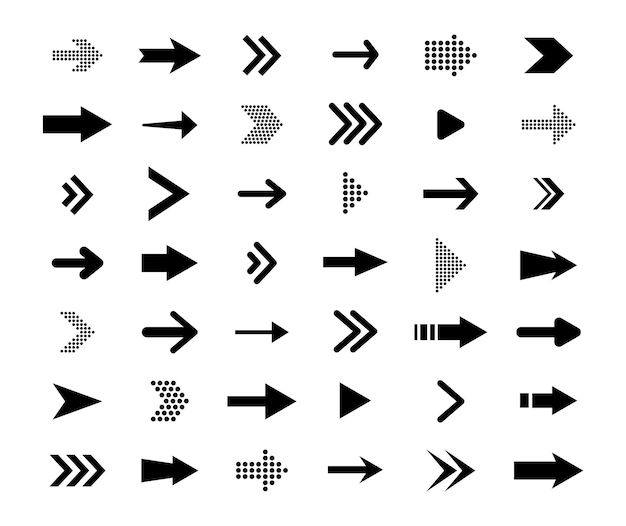 Zwarte vectorpijlen pijlpictogram set van pijlenpictogrammen