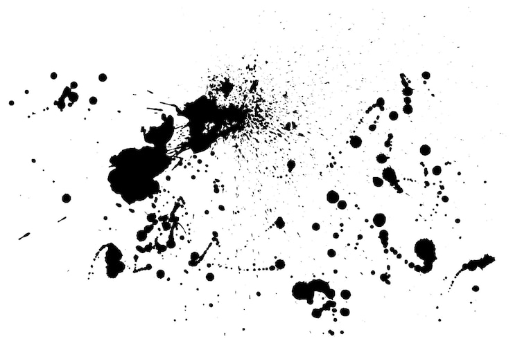 Vector zwarte verf spetter geïsoleerd op witte achtergrond vector illustratie vuile inkt