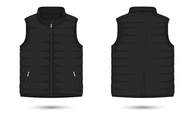 Zwarte vest mock-up voor- en achteruitzicht vector illustratie