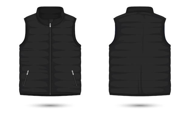 Vector zwarte vest mock-up voor- en achteruitzicht vector illustratie