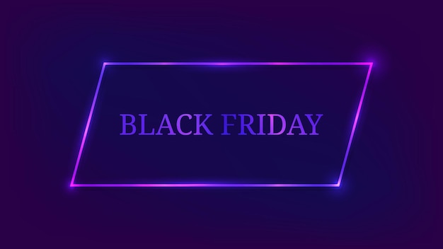 Zwarte vrijdag inscriptie in neon rechthoekig kader met glinsterende effecten Vector illustratie