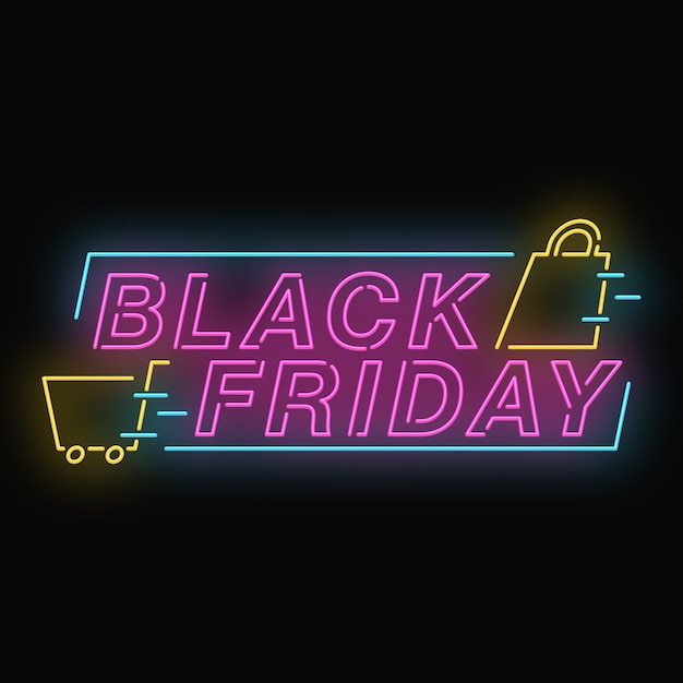 Zwarte vrijdag neon effect banner