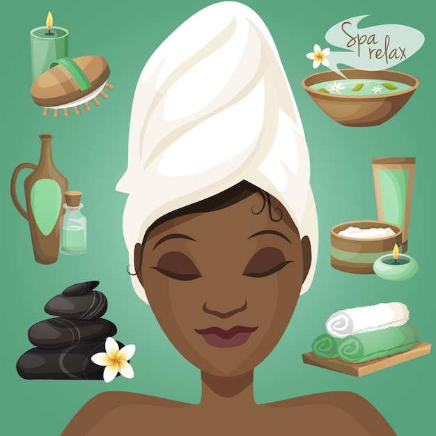 Zwarte vrouw in spa