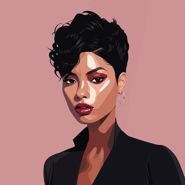 Zwarte vrouw portret vectorillustratie