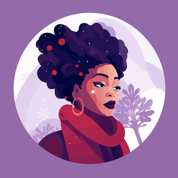 Zwarte vrouw portret vectorillustratie