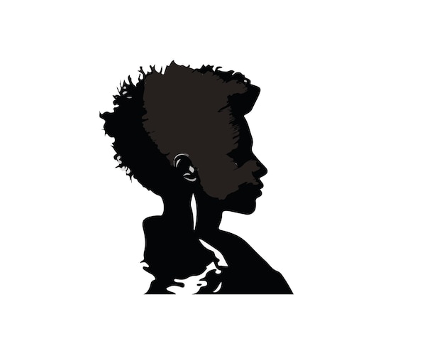 Zwarte vrouw silhouet, print, vector, illustratie