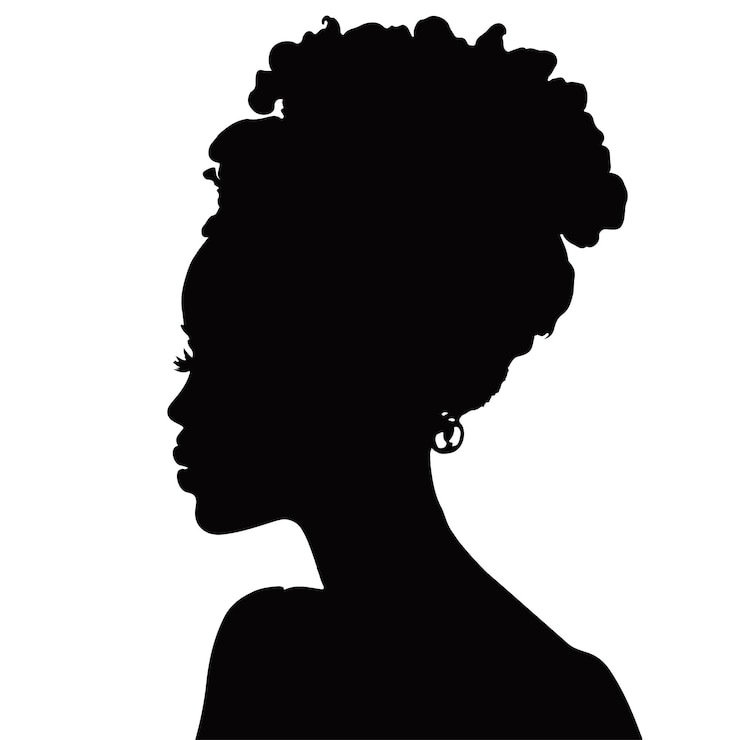 Vector zwarte vrouw silhouet vectorillustratie met geïsoleerde achtergrond