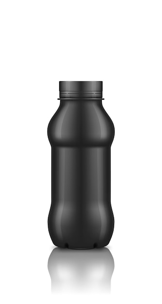 Zwarte yoghurt plastic fles met schroefdop mockup geïsoleerd op een witte achtergrond
