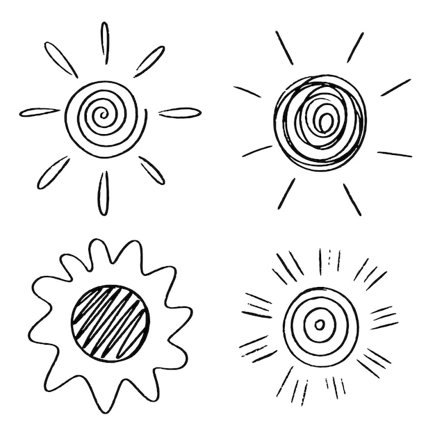 Vector zwarte zon hand tekenen