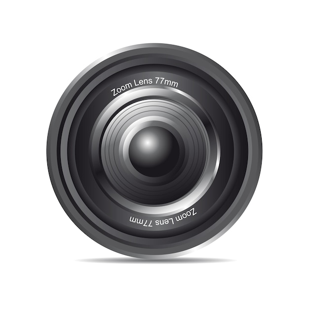 zwarte zoomlens met schaduw over witte achtergrond vector