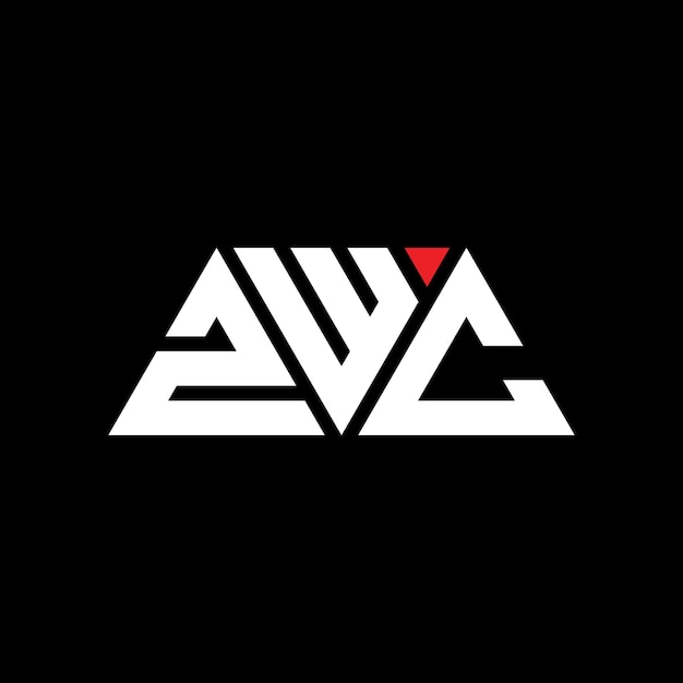 삼각형 모양의 ZWC 삼각형 로고 디자인 모노그램 ZWC 세각형 터 로고 템플릿 빨간색 ZWC 사각형로고 간단하고 우아하고 고급스러운 ZWC 로고
